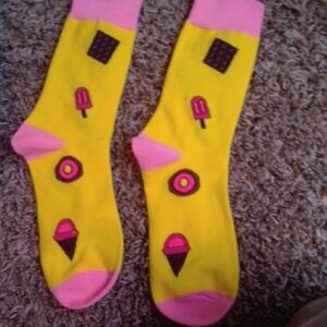 Yellow and Pink Ice Cream Socks For Girls